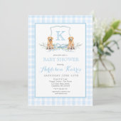 Faire-part de naissance Préparatoire Chien Gingham (Debout devant)