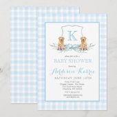 Faire-part de naissance Préparatoire Chien Gingham (Devant / Derrière)