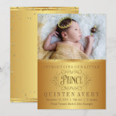 Faire-part de naissance Prince Gold (Devant / Derrière)