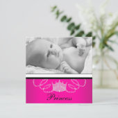 Faire-part de naissance Princesse Rose Noir pour f (Debout devant)