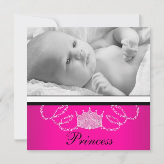 Faire-part de naissance Princesse Rose Noir pour f (Devant)