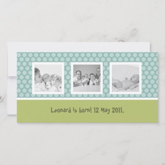 Faire-part de naissance rapide avec pois mignons (Devant)