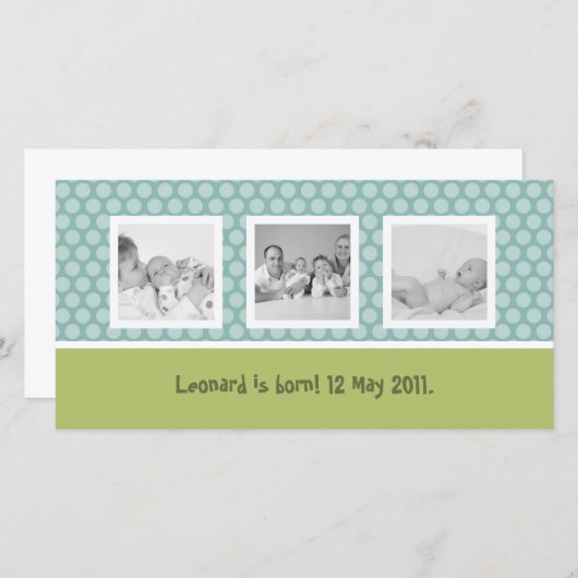 Faire-part de naissance rapide avec pois mignons (Devant / Derrière)