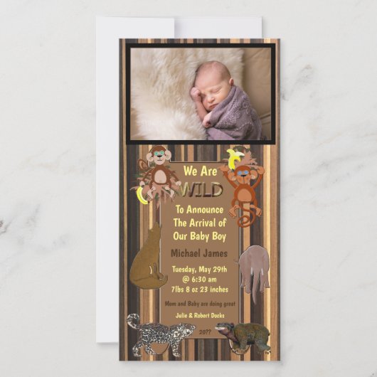 Faire-part de naissance Rayures de la jungle sauva (Devant)