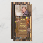 Faire-part de naissance Rayures de la jungle sauva (Devant / Derrière)