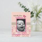 faire-part de naissance recto-verso petit oiseau (Debout devant)