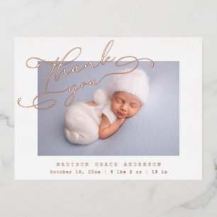 Faire-part de naissance Remerciement Photo Bébé Or