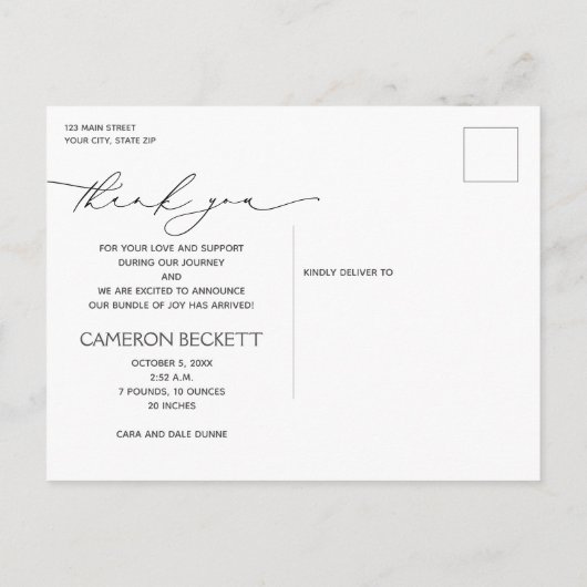 Faire-part de naissance Remerciement Photo de bébé (Dos)