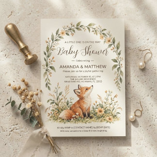 Faire-part de naissance Renard à l'aquarelle