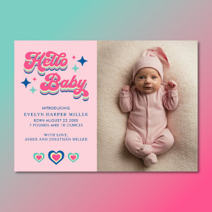 Faire-part de naissance Retro Super Hello Baby Car