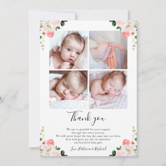 Faire-part de naissance rose (Dos)