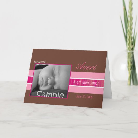 Faire-part de naissance rose (Devant)