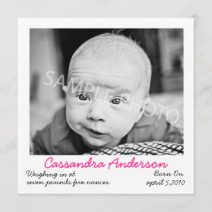 Faire-part de naissance rose