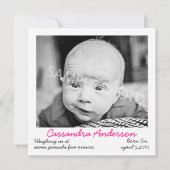 Faire-part de naissance rose (Devant)