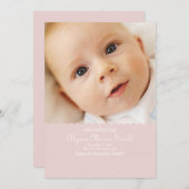 faire-part de naissance rose (Devant / Derrière)