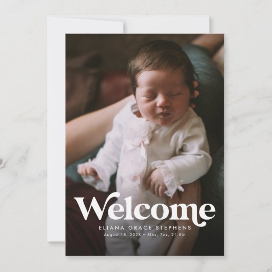 Faire-part de naissance rose avec un message de bi (Devant)