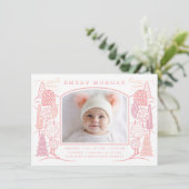 Faire-Part de Naissance Rose Dans La Cime des Arbr (Debout devant)