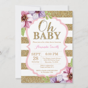 Faire-Part de Naissance Rose et Or Oh Bébé