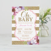Faire-Part de Naissance Rose et Or Oh Bébé (Debout devant)
