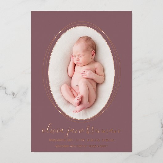 Faire-part de naissance Rose Gold Dusty Rose (Recto)
