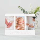 faire-part de naissance rose minimaliste en collag (Debout devant)