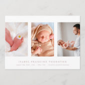 faire-part de naissance rose minimaliste en collag (Devant)