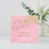 Faire-Part de Naissance Rose & Or 'C'EST UNE FILLE (Debout devant)