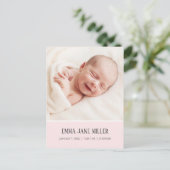 Faire-part de naissance rose pâle doux Photo Carte (Debout devant)