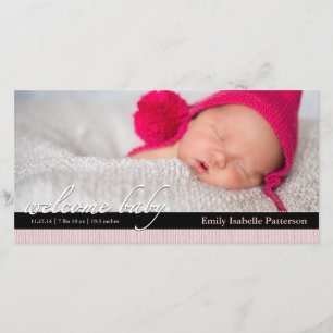 Faire-part de naissance rose Photocard de bébé de