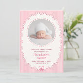 Faire-part de naissance rose pour fille (Debout devant)