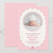 Faire-part de naissance rose pour fille (Devant / Derrière)