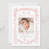 Faire-part de naissance Rose Toilette (Devant)