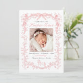 Faire-part de naissance Rose Toilette (Debout devant)