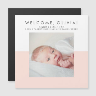 Faire-part de naissance rose vif moderne Photo