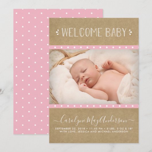 Faire-part de naissance Russe Kraft (Devant / Derrière)