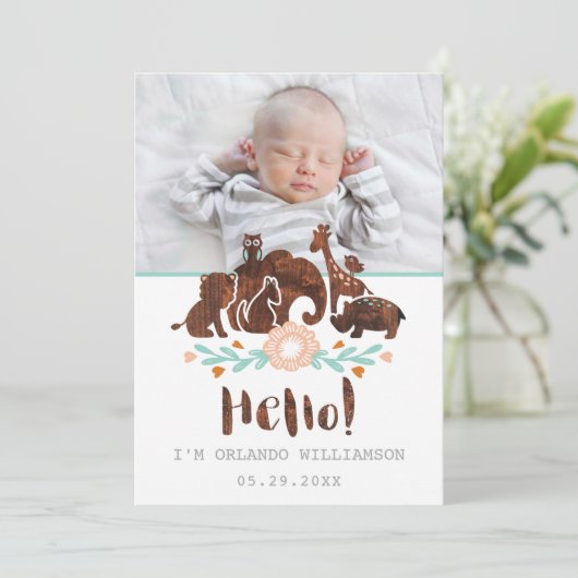 Faire-part de naissance - Safari de la forêt (Debout devant)