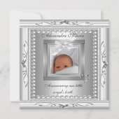 Faire-part de naissance Silver Photo Cadre Bow (Devant)