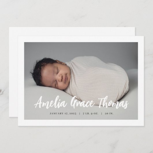 Faire-part de naissance simple (Devant / Derrière)