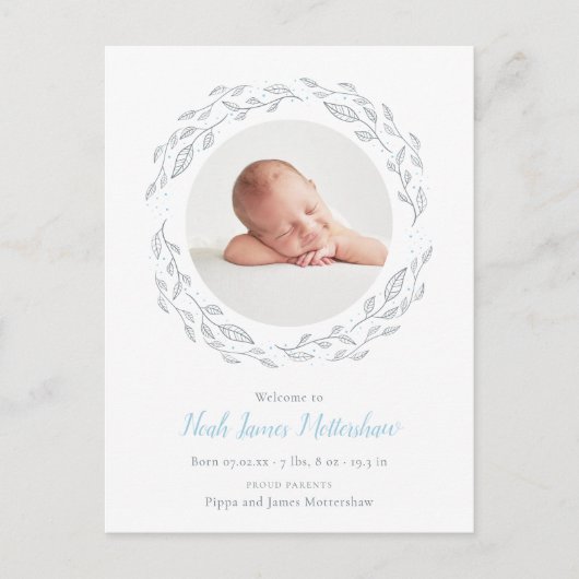 Faire-part de naissance simple avec photo de bébé (Devant)