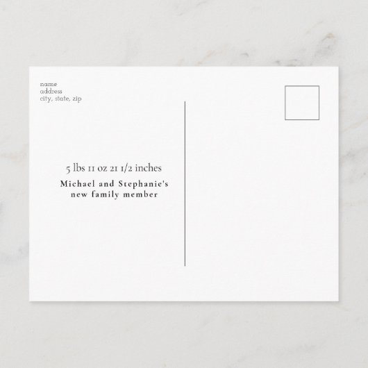 Faire-part de naissance simple collage photo (Dos)