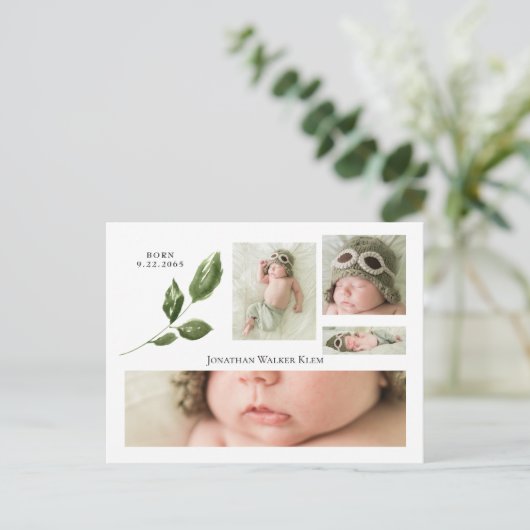 Faire-part de naissance simple collage photo (Debout devant)