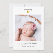 Faire-part de naissance simple de photo de bébé de (Devant)