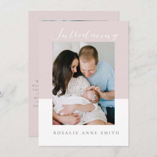 faire-part de naissance simple et douce avec messa (Devant / Derrière)