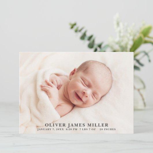 Faire-part de naissance simple et élégant (Debout devant)