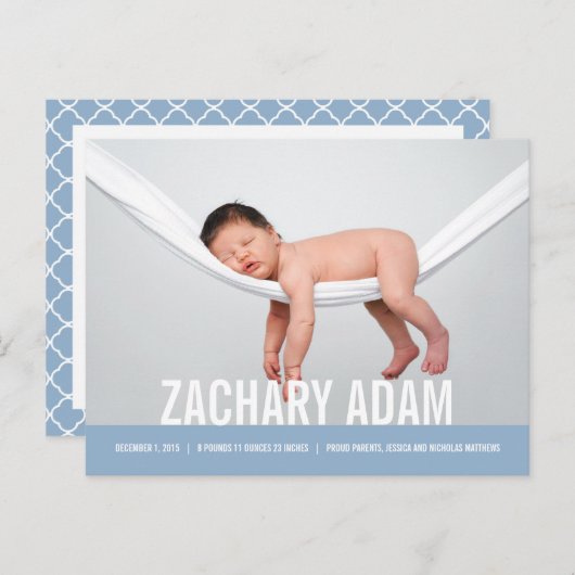 Faire-part de naissance simple moderne (Devant / Derrière)