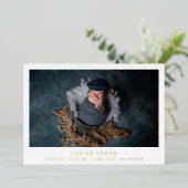 Faire-part de naissance simple photo or feuille d' (Debout devant)