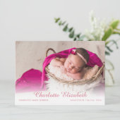 Faire-part de naissance simple pour bébé fille ave (Debout devant)