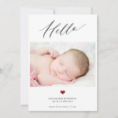 Faire-part de naissance simple script 3 photo bébé (Devant)