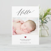 Faire-part de naissance simple script 3 photo bébé (Debout devant)