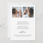 Faire-part de naissance simple script 3 photo bébé (Dos)